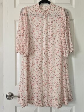 GANNI Floral Print Georgette Mini Dress In Mixed